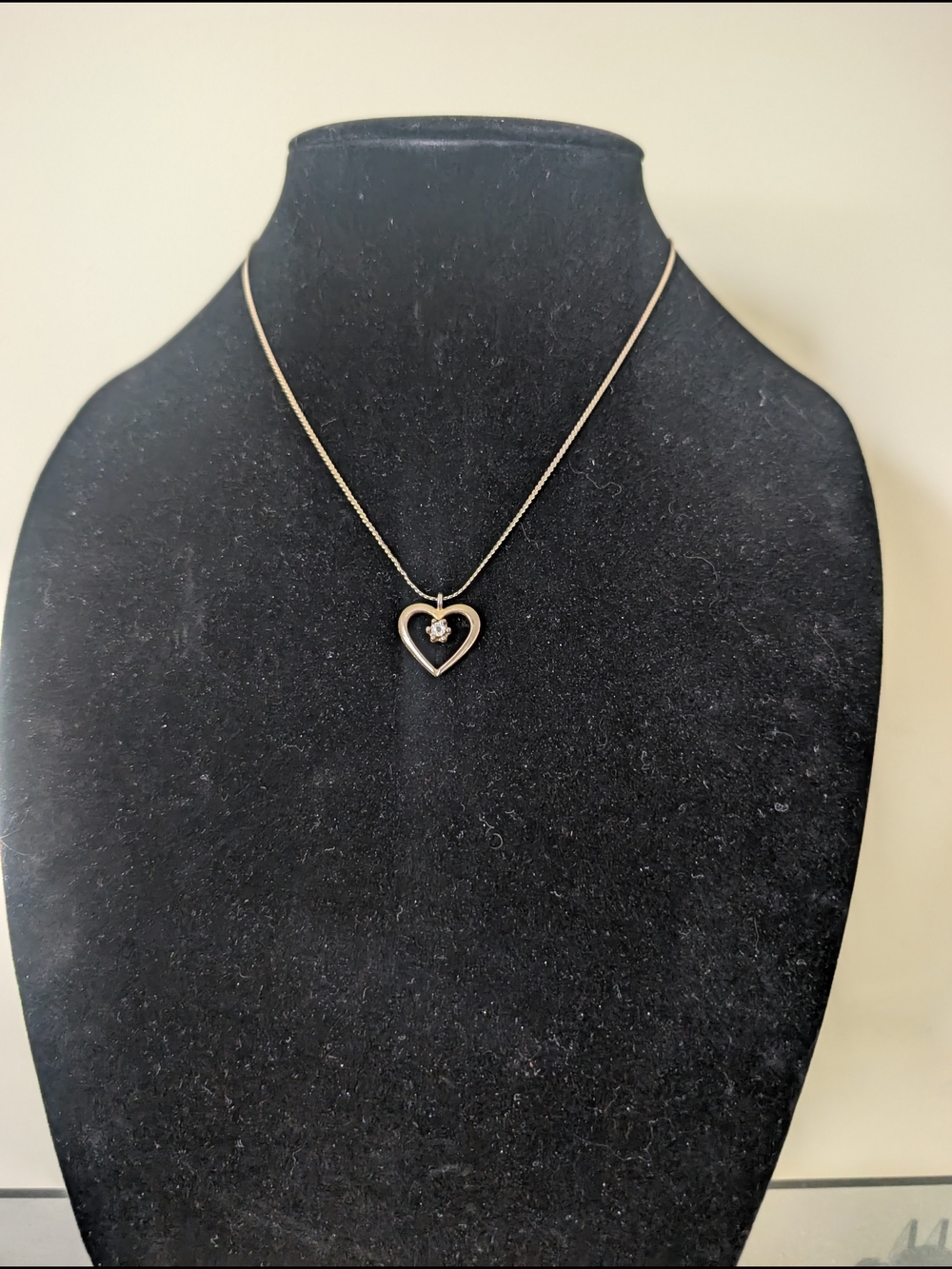 Gold Heart Pendant Necklace with Center Stone - Women's Jewelry
